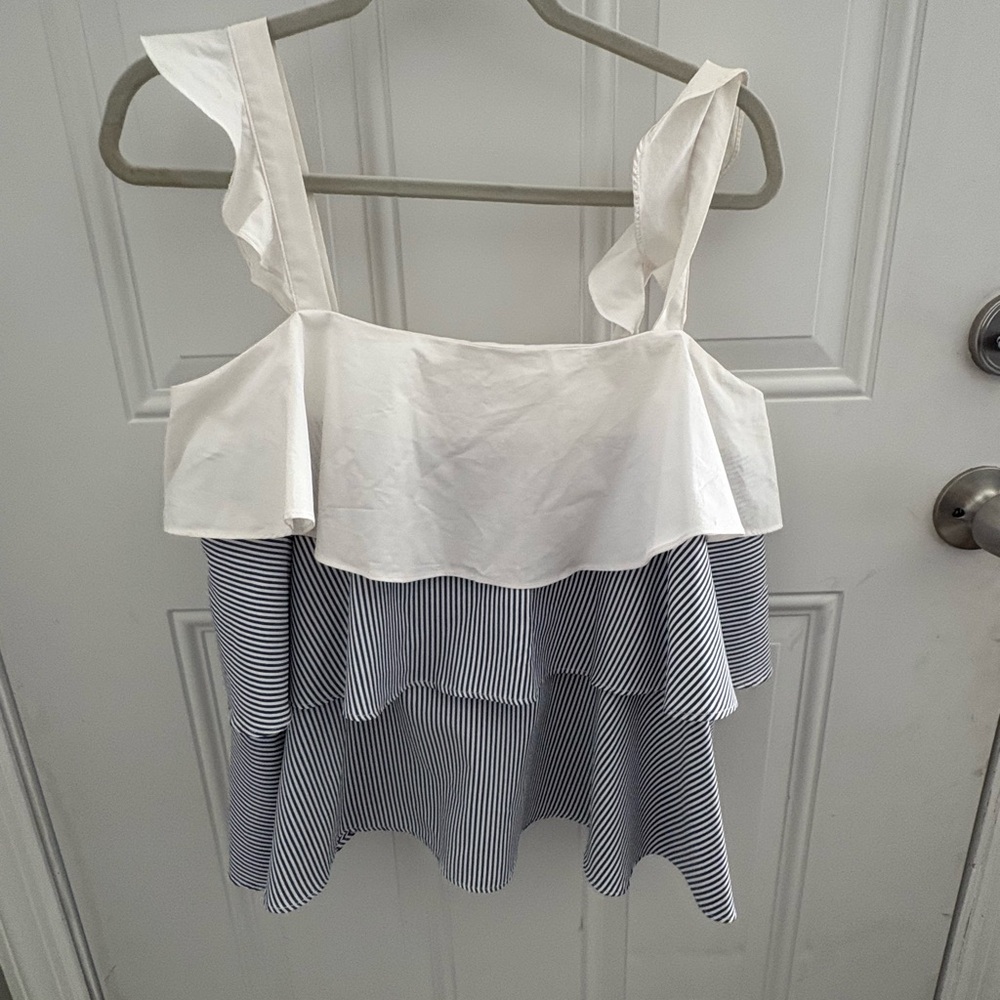 English Factory White and Navy Layered Tank Top
